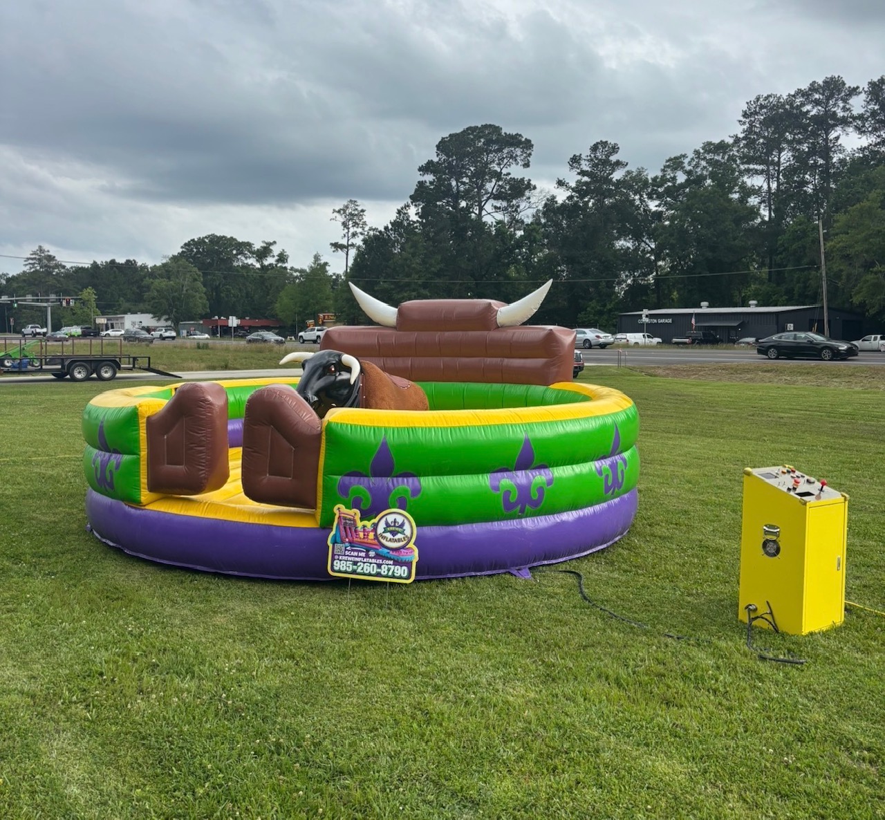 Mambo the Mechanical Bull set up for an outdoor community event